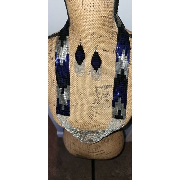 Sequined and beaded necklace Set - Picture 1 of 8